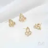 Aretes de Flor de Iris con Circonita Micro-Incrustada Chapados en Oro de 14K con Conservación de Color y Aro Colgante Hechos a Mano DIY Aretes Colgantes Accesorios de Joyería