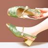 Zapatos Aomanlin Cheongsam Estilo Chino Nuevo Tacón Alto y Grueso Sandalias Traseras Vacías para Ropa Exterior de Mujer Zapatos con Hebilla de Punta Cuadrada