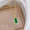 [Aço Titânio] Colar Elegante Estilo Palácio de Luxo Esmeralda Full-Diamond para Mulheres Corrente Versátil para Clavícula Corrente de Aço Titânio