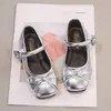 Sapatos de Couro para Meninas 2026 Outono Novo Versátil Pequenos Sapatos de Couro Baixo Mary Janes Meninas Sapatos Planos com Laço Tendência