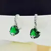 Brincos de prata de lei s925 com cruz design de personalidade zircônia verde retrô para mulheres estilo luxo leve textura nicho outono e inverno