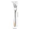 Cuchillo para bistec, tenedor y cuchara de acero inoxidable 410 con mango floral, juego de cubiertos de alta gama para restaurante parcialmente chapado en oro y titanio 4 piezas