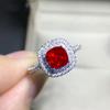 Anillo de Gema Topacio Azul Suizo Chapado en Plata Esterlina s925 Oro Blanco de 18K Regalos en Vivo Cuadrado Princesa Doble Diamante