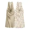 Ropa Europea y Americana de Mujer Transfronteriza, Vestido de Moda Más Vendido en Aliexpress, Vestido de Satén Ajustado con Escote Halter y Espalda Descubierta