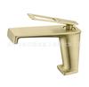 Grifo de lavabo de baño Kaiping Youjia de un solo orificio con agua caliente y fría, grifo de cascada de oro cepillado 30649