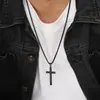 Acessórios Europeus e Americanos Colares Colar com Pingente de Cruz Lisa em Aço Inoxidável Joias Masculinas PN2045
