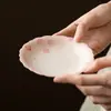 Rosa degradê material empilhado pintado à mão flores pequenas bocal de flor de cerâmica suporte para vaso pequena bandeja base para gaiwan bandeja de chá prato para lanche de chá prato