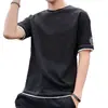 Fabricante Directo Camiseta de Manga Corta para Hombre Corte Holgado Marca de Moda Tendencia Moda Top Falso de Dos Piezas Manga Media Talla Grande Ropa para Hombre
