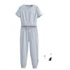 Conjunto deportivo informal de manga corta para mujer, camiseta corta holgada, pantalones hasta los tobillos, dos piezas, novedad de verano de 2022