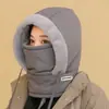 Chapéu Lei Feng Quente de Inverno Protetores de Orelha Masculino e Feminino Forrado com Fleece Máscara Espessa à Prova de Frio Capacete Integrado com Proteção para o Pescoço Capacete de Equitação à Prova de Vento