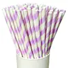 25 Peças em Estoque Atacado 6*197 Canudos de Papel Listrados Descartáveis Degradáveis Coloridos para Bebidas Chá de Leite