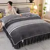 Conjunto de 4 Peças de Veludo Leite Espesso de Inverno com Plus Veludo 8 Jin de Alto Peso, Cobertor Super Quente Anti-Estático de Veludo Coral, Saia de Cama