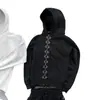 Diseño Transfronterizo Europeo y Americano Tendencia Color Sólido Clásico Versátil Negro Estilo Perezoso Retro Casual Deportivo Sudadera Chaqueta