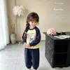 Novo Look de Primavera para Meninas: Moletom de Renda Desenho Animado Fofo com Mangas Longas e Calça Jogger, Doce Conjunto de Duas Peças para Bebês Meninas