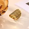Anillo Cruzado de Acero Inoxidable Chapado en Oro de 18 Quilates, Estilo Nuevo Europeo y Americano, para Mujer, Versátil para el Uso Diario, Joyería de Anillo Abierto Simple y a la Moda