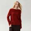 Suéter Básico Suave de Cuello Redondo Holgado para Mujer con Jacquard Calado de Seda de Mora y Cachemira, Nuevo Otoño 2026