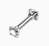 Aretes de Aleación de Titanio Populares Transfronterizos Joyería para Mujeres Diamante Zirconia Doble Cabeza Recto Uña para Lengua Uña para Labio Joyería para Perforación al Por Mayor