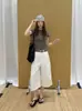 Pantalones Cargo Cropped Ajustados Casuales Estilo Americano Icciicc Verano Nuevos Versátiles de Pierna Ancha para Mujer 2622