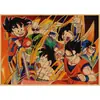 Anime Japonés Dragon Ball Arale Póster Retro de Papel Kraft Montaña de Pájaros Ming Pintura Decorativa Mural de Sun Wukong