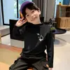 Roupa Térmica Pelúcia Escovada Outono Inverno Meninos Novo Estilo 2026 Criança Menino Gola Alta Meio Estampa Cartoon Top