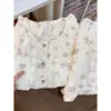 Pijama de Algodón Nube para Mujer, Verano Estilo Japonés Dibujos Animados Finos de Manga Corta y Shorts, Conjunto Casual Lindo de Ropa para el Hogar para Chicas