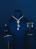 Conjunto de Colar e Brincos Femininos Europeu e Americano Transfronteiriço Nova Moda Criativa Casamento Zircônia Olho de Cavalo Conjunto de Joias Noiva Casamento