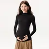 Conjunto de ropa de otoño para maternidad, camiseta básica de algodón puro de cuello medio-alto, ropa posparto, pijamas de maternidad, ropa interior térmica de talla grande para mujer