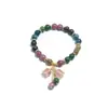 Nuevo Pulsera de Turmalina Colorida Ins Nicho Lujo Ligero Colgante Orquídea Suzuki Pulsera de Cristal para Regalo de Novia