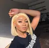 Estação independente peruca nova feminina cabelo liso curto cabeça de boba dourado claro cabelo liso curto preto em estoque uma geração de cabelo