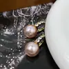 2024 nuevos pendientes populares de perla rosa para mujer, nicho, alta calidad, lujo ligero, pendientes franceses delicados, pendientes