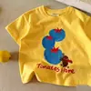 Camiseta de Manga Corta Nueva de Verano de Moda para Niños, Top Casual y Cómodo, Versátil y Sencillo, Estilo Coreano con Estampado Lindo