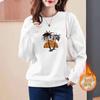 Moletom Branco com Gola Redonda para Mulheres 2025 Outono e Inverno Nova Moda Estilo Coreano Solto Emagrecimento Casual e Confortável Tops