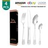 Cubiertos de acero inoxidable Middle East Crown, tenedor y cuchara, caja de regalo de 24 piezas chapada en oro, vajilla occidental para hotel, juego de cuchillo y tenedor para bistec