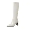 Botas Femininas de Cano Alto Apontadas Salto Alto Cor Sólida Moda Transfronteiriça Outono/Inverno 2026, Tamanhos 32-46