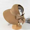 Chapéu Elegante de Palha Trançada Estilo Coreano com Topo Aberto, Chapéu de Sol de Aba Larga para o Verão que Faz o Rosto Parecer Menor, Chapéu de Palha com Proteção Solar, Chapéu Versátil para Mulheres