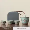 Set de Viaje de Té Cerámico Dunhuang Apsaras Voladoras Una Tetera Tres Tazas Taza Portátil de Preparación Rápida Bolsa de Almacenamiento para Souvenir de Negocios