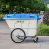 Caja de plástico con ruedas para transferencia de basura de 400L personalizada camión de basura de saneamiento residencial rectangular camión de transferencia de basura móvil