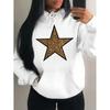Moletom Feminino Azul Retro Estampado Estrelas Casual Multicor com Capuz Pronta Entrega