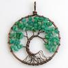 Colgante de árbol de la vida redondo de bronce con gema de grava de cristal, venta al por mayor de joyería de comercio exterior transfronterizo de Amazon y eBay