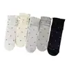 Meias de Bolinhas Estilo Japonês para Mulheres, Meias Finas de Malha Absorventes de Suor para Primavera e Verão, Meias Arrastão com Borda de Bolhas Sem Costura, Meias de Renda