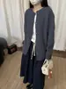 Cardigã de tricô casual com gola redonda para mulheres, solto e modelador, suéter macio canelado para usar em camadas no outono e inverno
