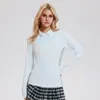 Ropa de Tenis Amazon Transfronteriza Secado Rápido Deportiva Manga Larga Fina para Mujer Golf Solapa Pequeña Yoga Fitness Tops para Mujer