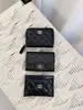 Nuevo Tarjetero Pequeño Fragancia Cf Billetera para Monedas de Mujer Cartera Corta Acolchada de Cuero Genuino Tarjetero de Piel de Vaca Caviar