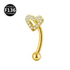 Aleación de Titanio F136 Varilla de 1.2X10 Mariposa de Zirconia Hueso de la Oreja Clavo Tornillo Pendientes de Bola Joyería para Piercing de Ceja