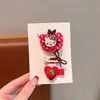 Novos Prendedores de Cabelo com Laço Vermelho Estilo Coreano para Meninas, Prendedores de Cabelo Vermelhos de Pelúcia com Bolinhas Vermelhas, Conjunto de 3