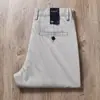 Pantalones Casuales Rectos Ligeros de Algodón Gris Claro de Cintura Media-Alta, Ligeramente Elásticos, Transpirables, para Caballero de Negocios