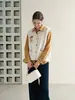Colete de tricô redondo com flores tridimensionais estilo francês doce para mulheres, peça externa para outono e inverno, top colete de tricô para o dia a dia inspirado em Chanel