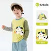 Coleção de Manga LongaCamisetas Infantis Família Dudu Camisetas de Segunda Pele para Meninos Outono Estilo Outono e Primavera Roupas Infantis