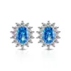 Pendientes de Tachuela de Girasol con Piedras Preciosas de Colores Más Vendidos en Tiktok con Joyería de Diamante de Alto Carbono Súper Brillante para Transmisión en Vivo Dropshipping