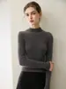 Chegada Nova Outono 2026 Top Feminino Slim-Fit 100% Caxemira Pura com Gola Meio Alta, Adequado para Usar em Camadas como uma Camiseta Base Suéter